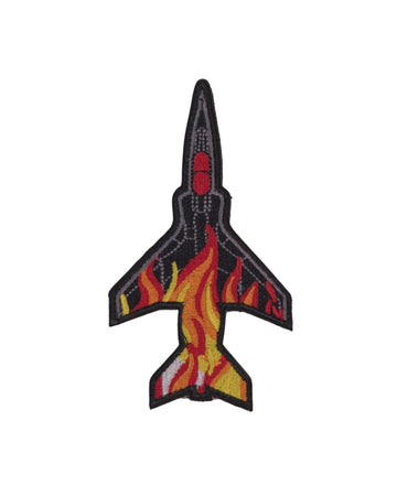Afterburner Jet Embroidered Patch – Flame Trail Edition (Tactical Fighter Silhouette)