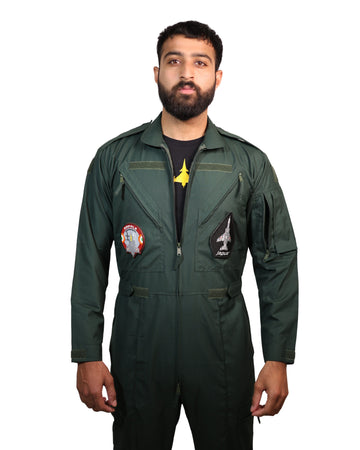 Alpha Aviator – Pilot Overall Flight Suit Combat Green | Tactical Zipper | Defense Costume Series