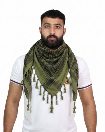 Cotton Afghani Shemag Patka - Olive/Black