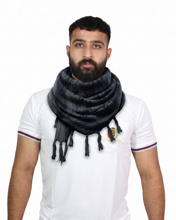 Cotton Afghani Shemag Patka - Grey/Black