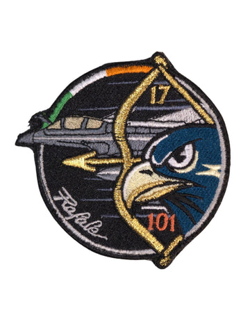 Vajra Claw – No. 17 Squadron Rafale Embroidered Patch (Golden Arrow Tribute)