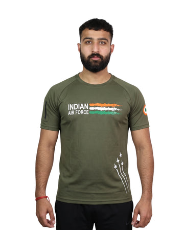 Indian Air Force Printed Polyester Matty Round Neck T-Shirt