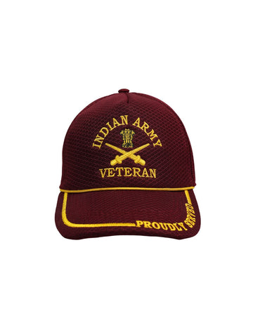 Indian Army Veteran Maroon Net Cap