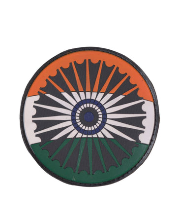 Tricolor Spirit” – Round Tactical Patch with Split Ashoka Chakra Design