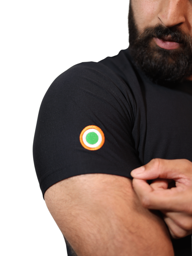 Rafale T-shirt Round Neck half sleeve cotton with embroidery aircraft on neck