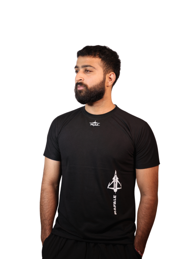 "Rafale Run” – Squadron Sport Tee (Cotton) Athletic Fit | White Fighter Print | GenZ Drop"