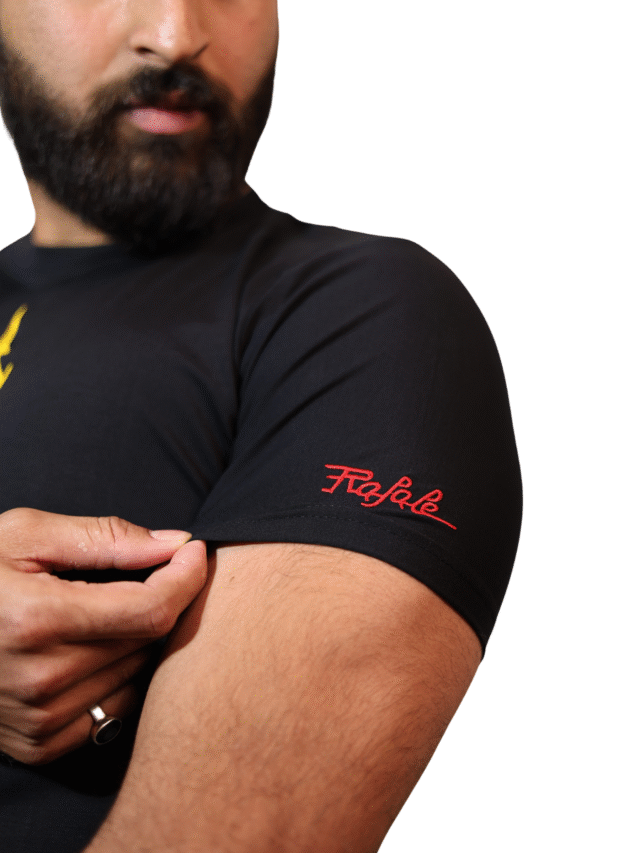Rafale T-shirt Round Neck half sleeve cotton with embroidery aircraft on neck