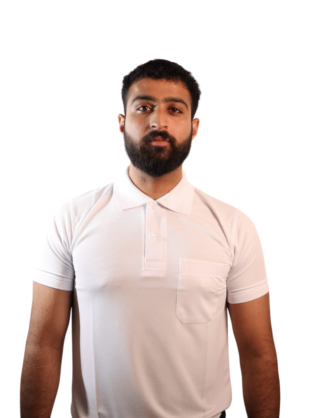 Drill Commander – Tactical White Collar Polo Tee (Cotton) chest pockets | Structured collar | Soft-duty series