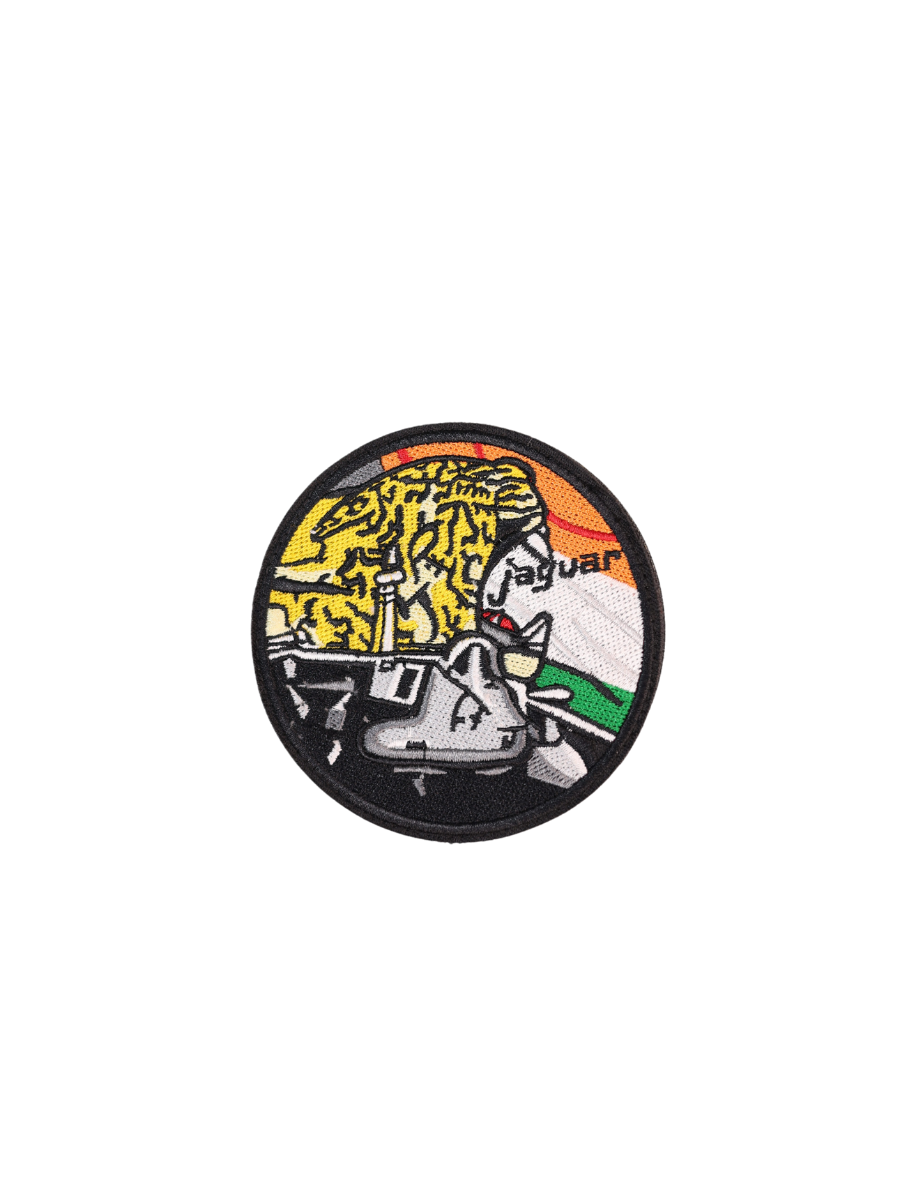 Jaguar with tricolour round embroidered patch with velcro