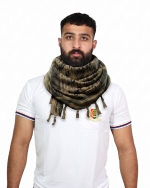 Cotton Afghani Shemag Patka - Dusky Yellow/Black